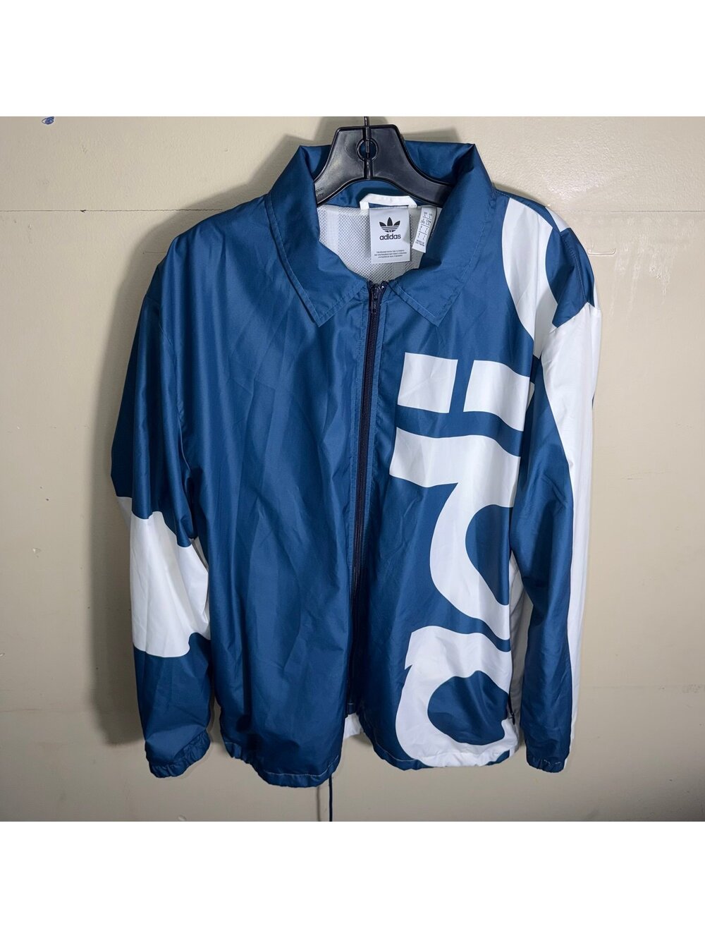 Adidas Originals Blue Spellout Windbreaker Mens LG Vtg y2k 90s Rare